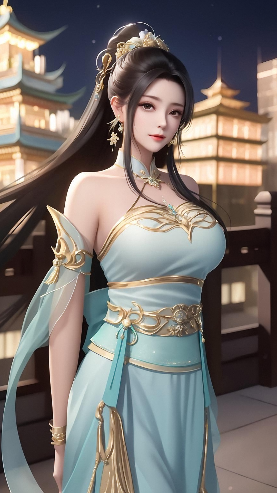 国漫女神萧薰儿AI手机壁纸：其子萧霖，其孙萧陌，其孙媳妇般若！