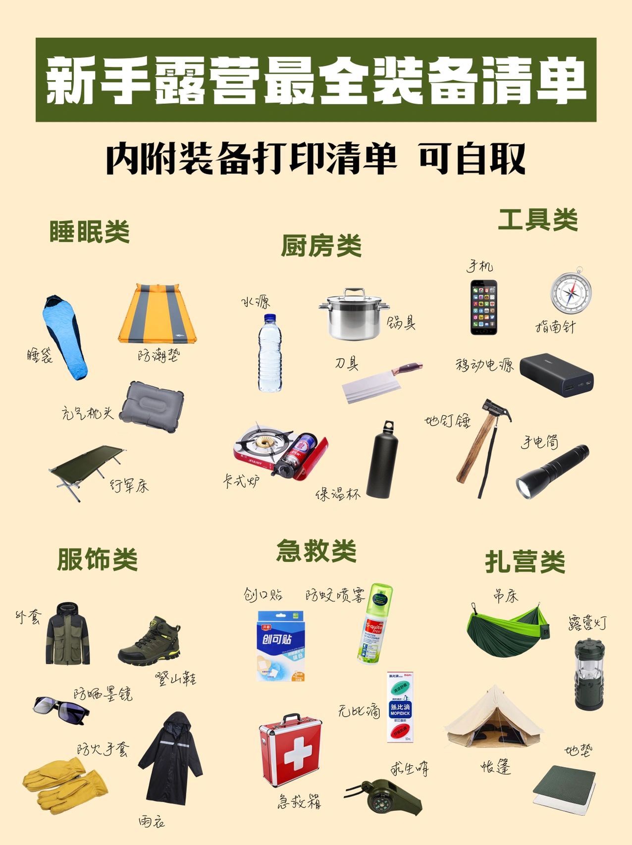 超全新手露营装备清单
