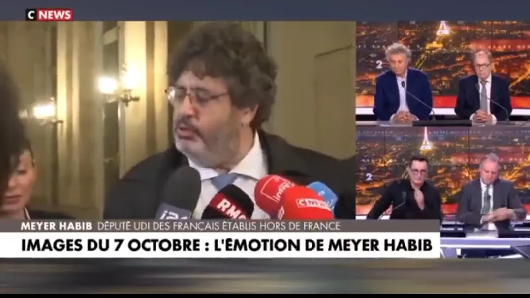 法国议员哈比卜·迈耶在以色列议会看到了10月7日大屠杀的视频。

他哭着向记者报