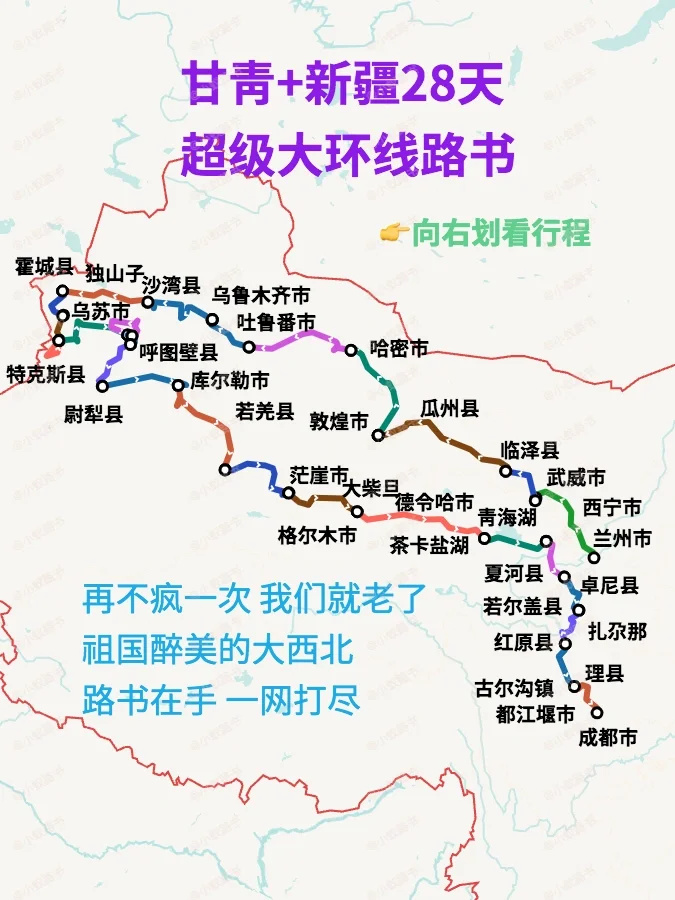 青海+甘肃+新疆三省28日超级大环线