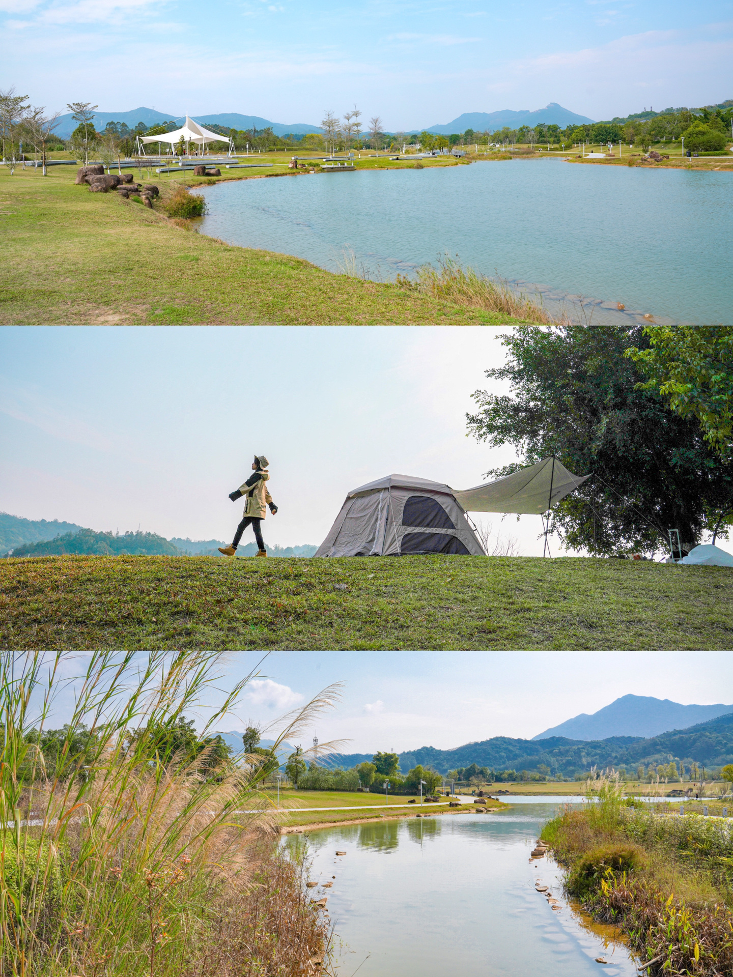 广州小众露营地草原湖泊，流溪河畔看日落