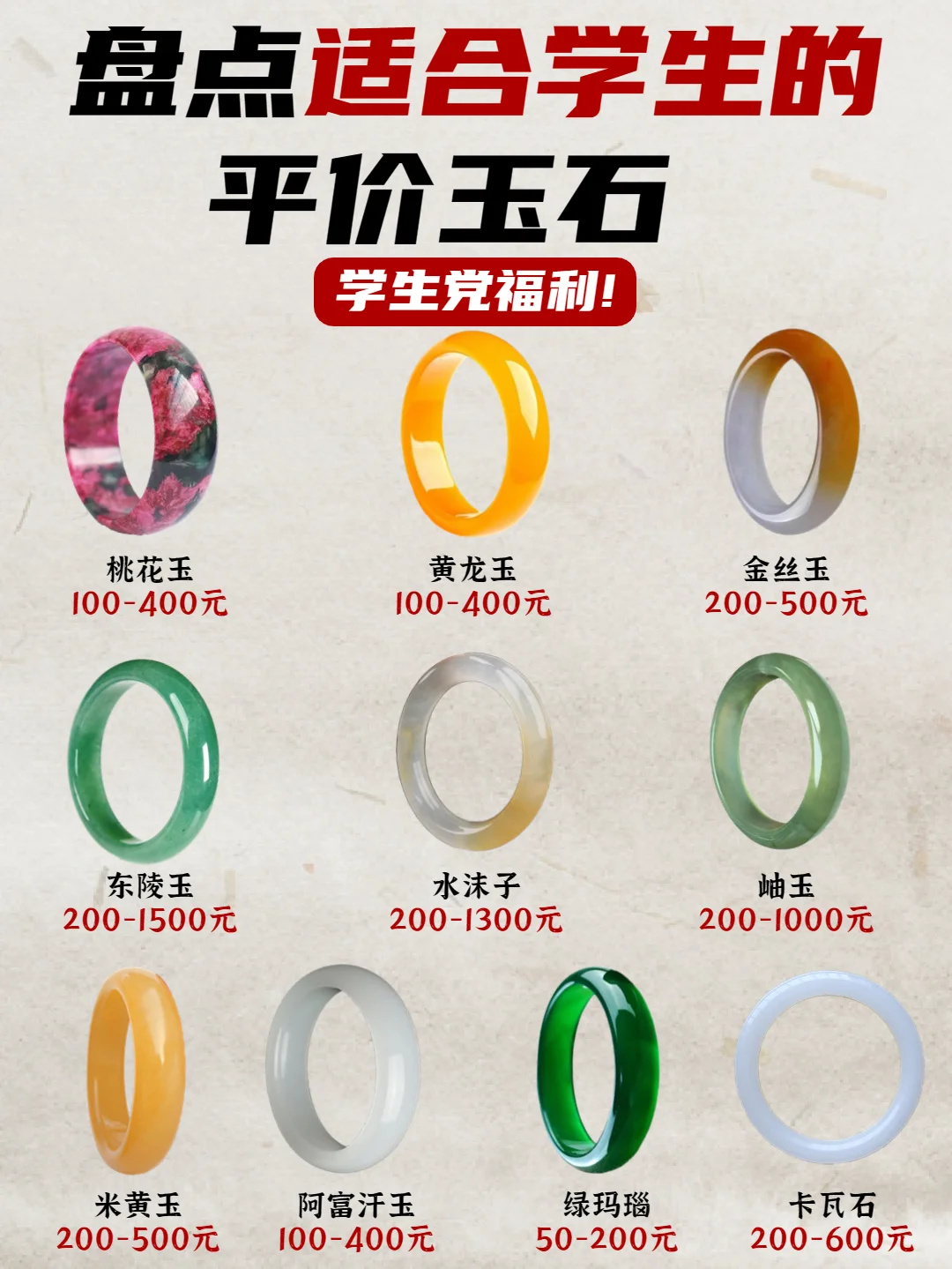 盘点适合学生的平价玉石