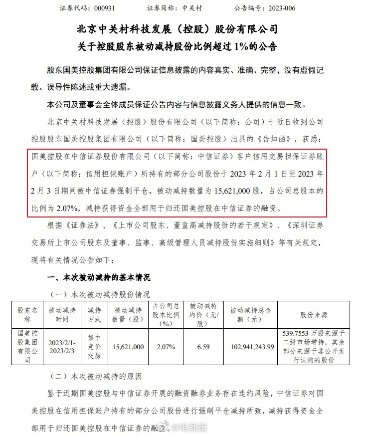 国美旗下中关村连发了三条公告，并透露了一则重磅消息，黄光裕已不是国美零售的控股股