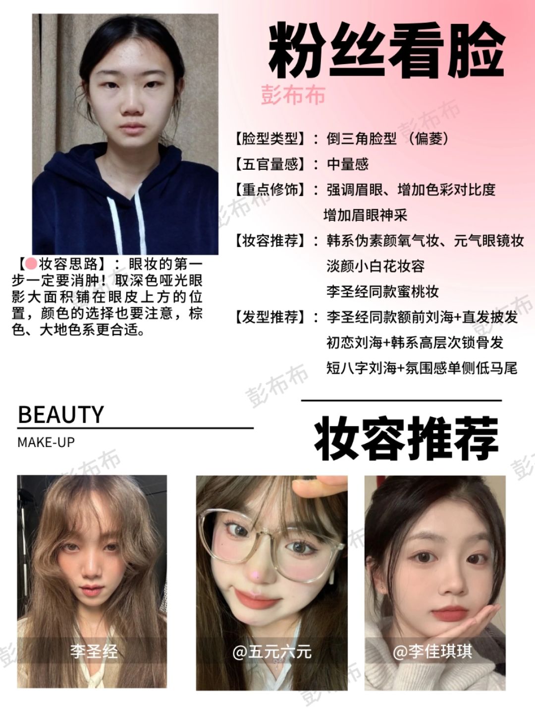 【低山根+窄双眼皮】为什么看起来很韩？
这期《布布粉丝看脸》分析的粉丝是一位窄双