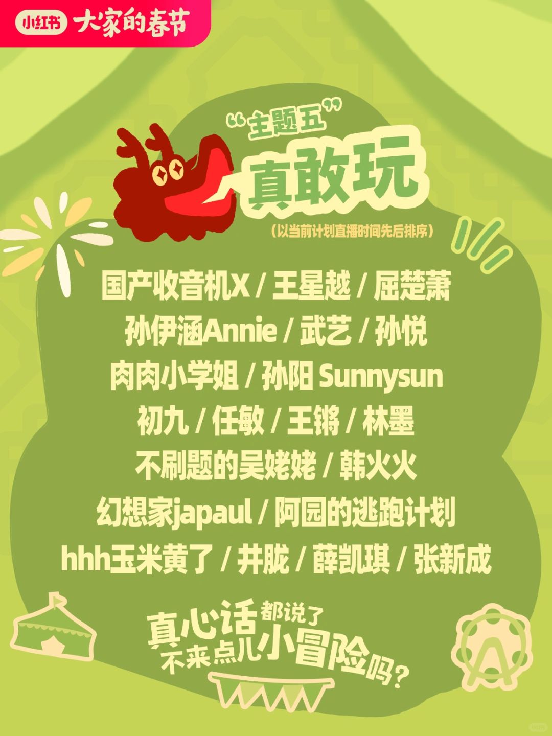 保密工作好累，终于能发这份名单了！
🧨新春佳节，需要吉祥话，也要真心话~❤️

