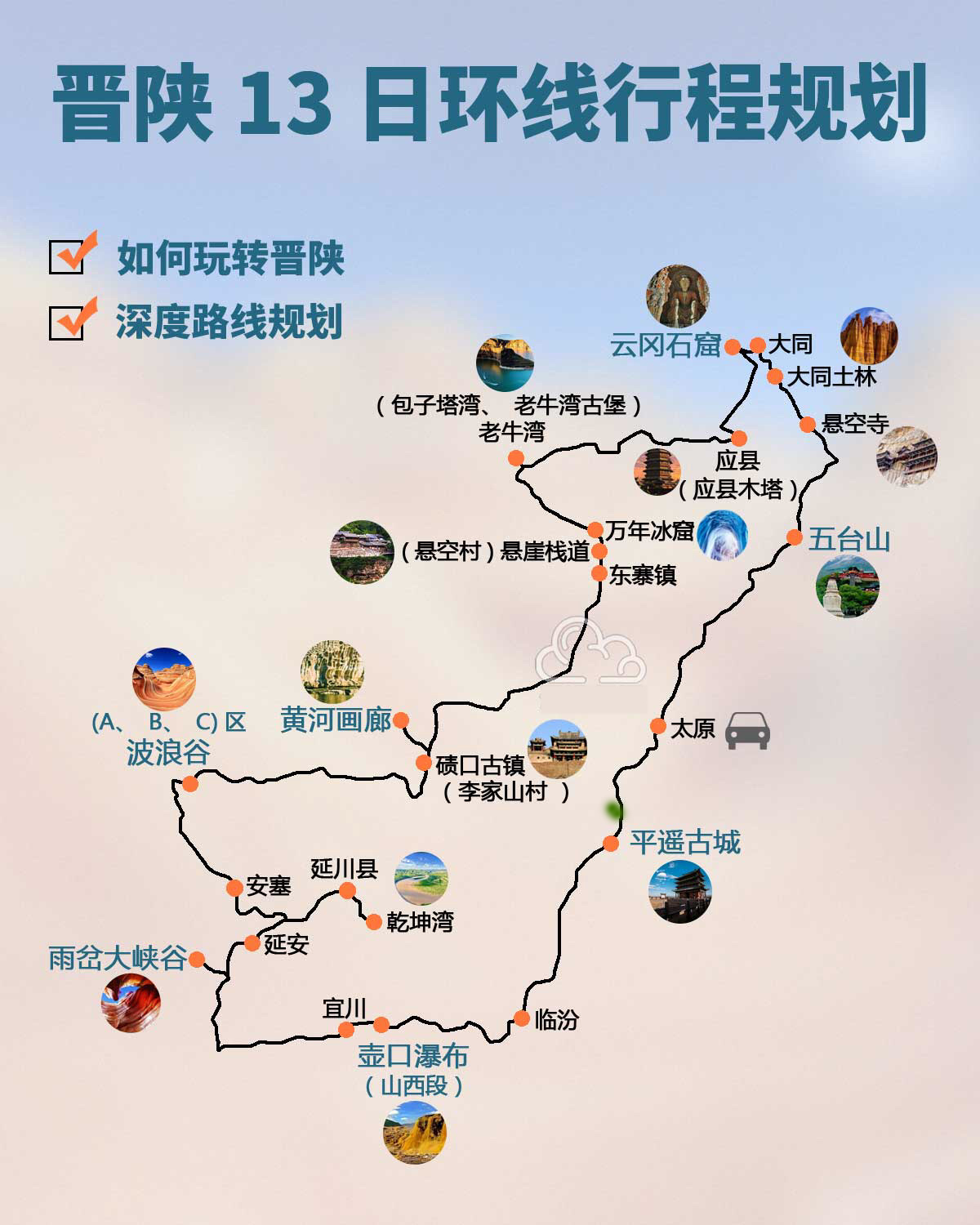 山西陕西13日环线旅游，万年冰洞+波浪谷