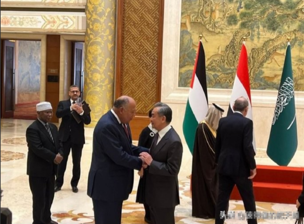 几乎整个阿拉伯联盟外交部门的头面人物都到咱们这儿了，咱们的王毅外长亲自接待。王外