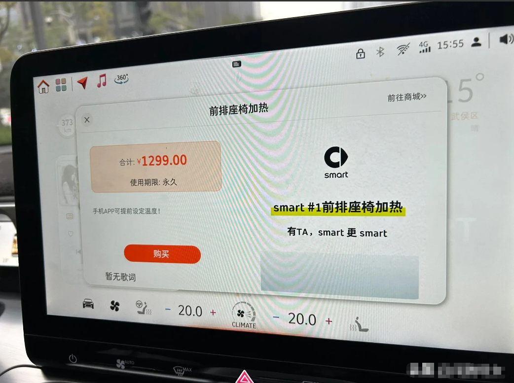 谁买这车谁有病！今天坐朋友车，觉得很冷想点开加热，结果一脸懵逼～用这个功能要付钱