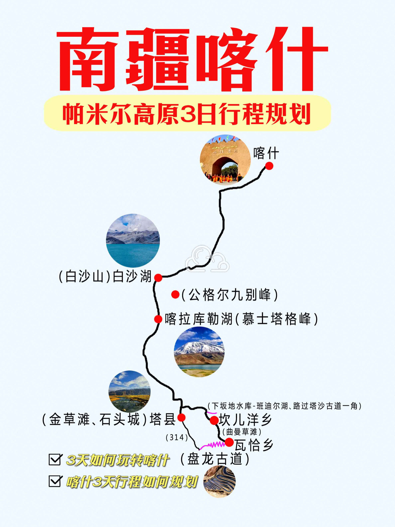 喀什旅游，帕米尔高原+盘龙古道3日行程