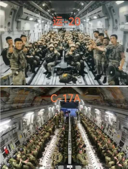 运-20的设计最大载重量是66吨
C-17的设计最大载重量是77吨
加油吧兔子，