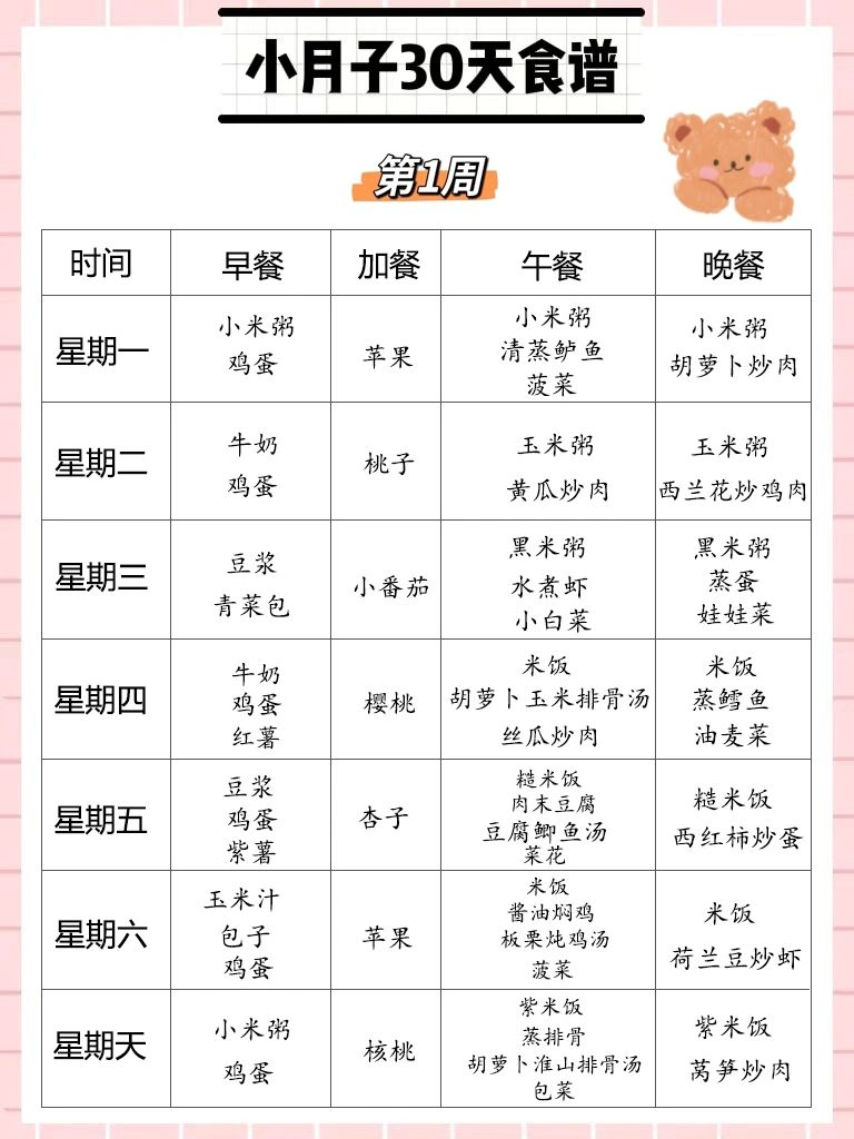 小月子30天食谱#月子餐30天食谱#