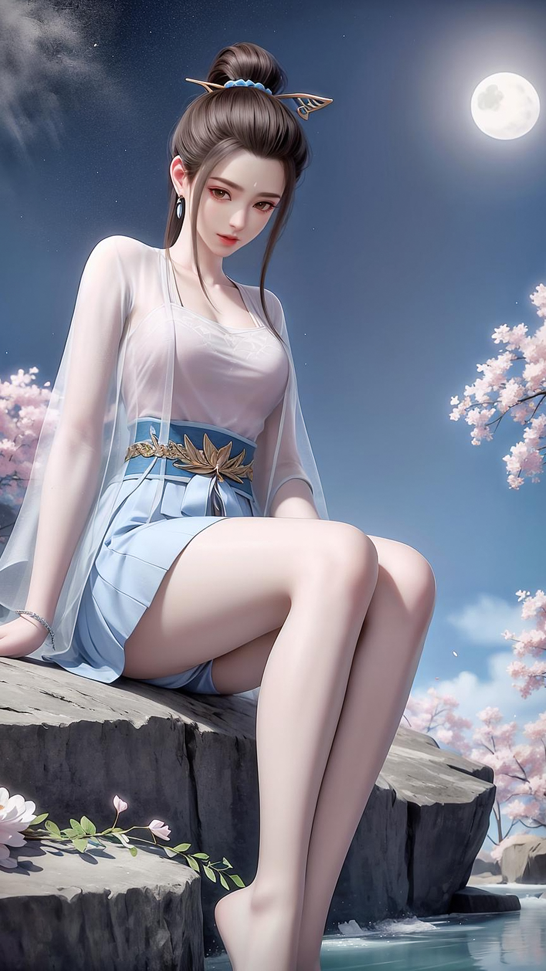 国漫女神｜《妖神记》应月茹AI高清手机壁纸：掌握天衍之术，演算天机！