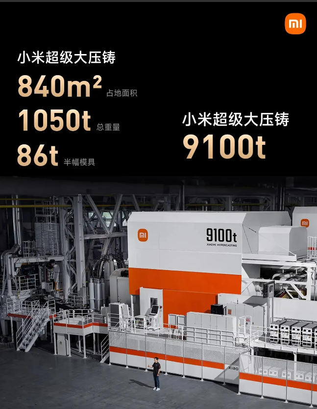 明明采购的是海天8800T压铸机，结果自己喷漆改成9100T，还挂上自己的小米标