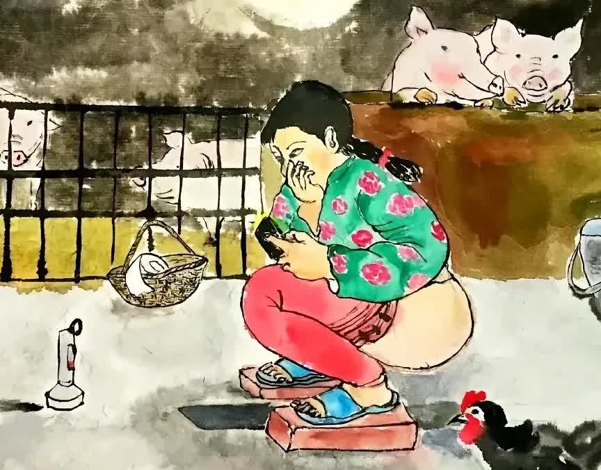 贾浅浅成为了网友的嘲笑对象，画家又用如厕场景绘制艺术作品，引发了激烈争论。支持者