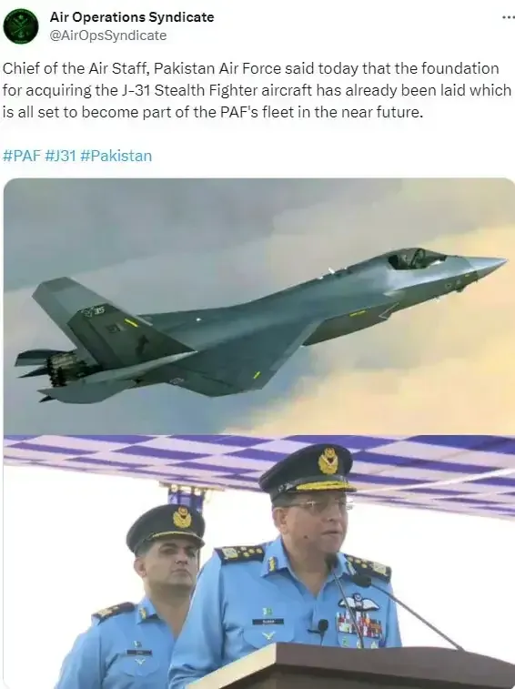 沈飞崭露头角！巴基斯坦空军宣布购买中国J-31战斗机，成为沈飞新一代顶梁柱！据悉