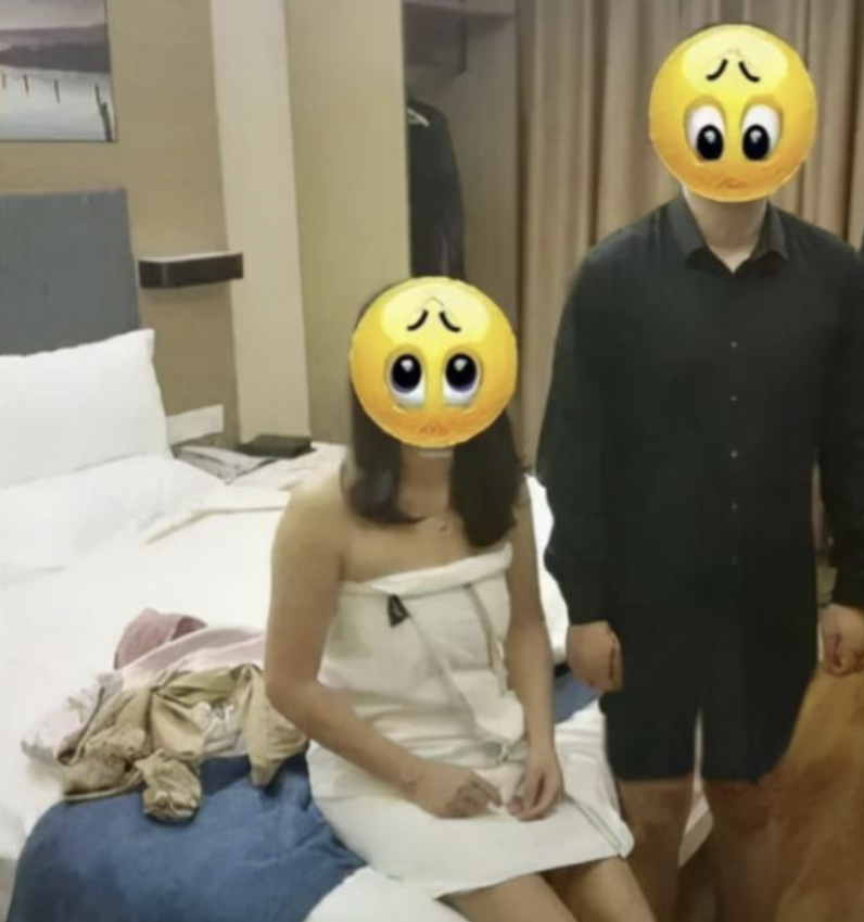 “广东广州，男子酒店抓到妻子出轨，拍下她和健身教练在一起。妻子因为内疚签了离婚协