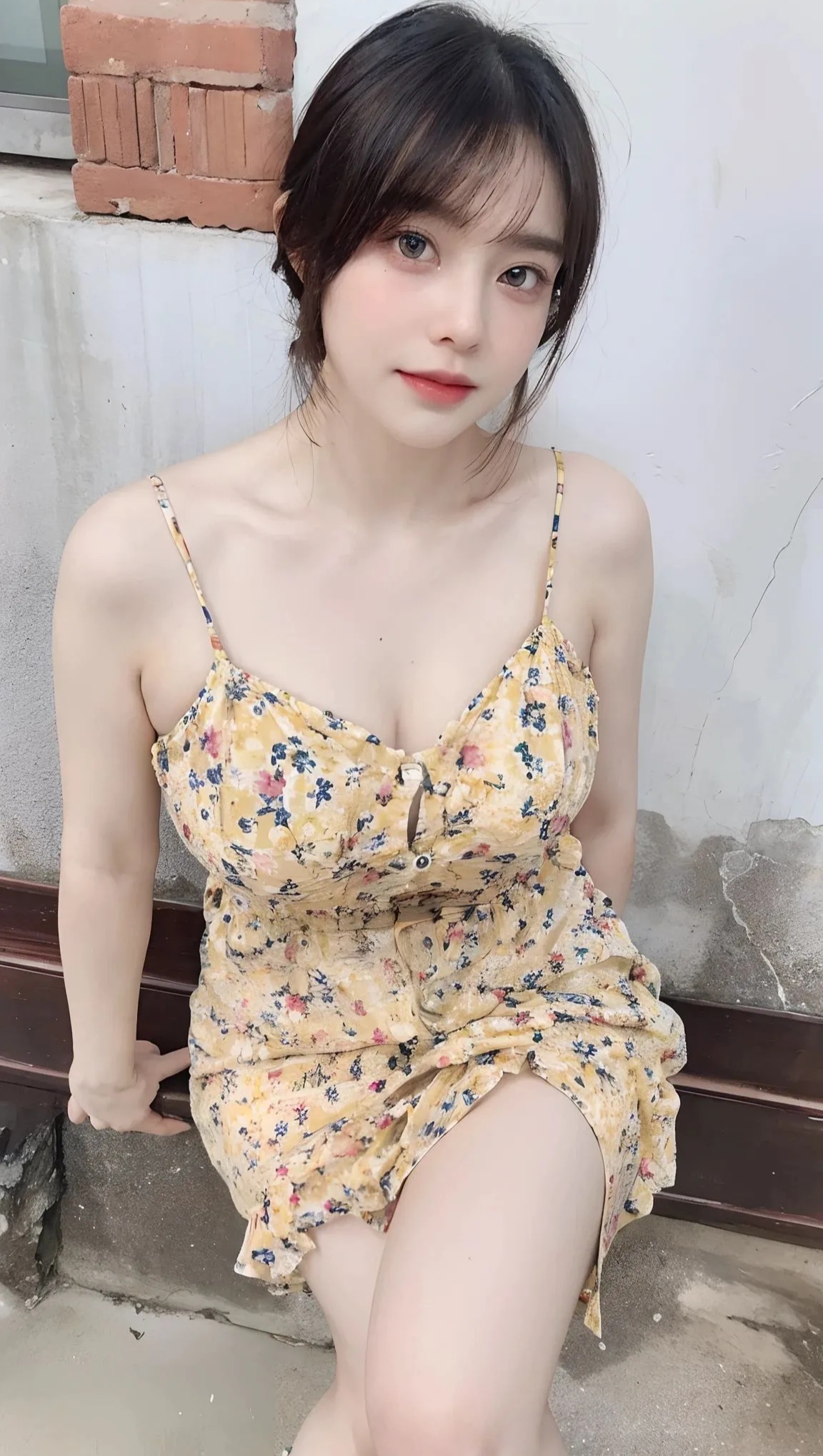 现实中真的有这么甜美可爱的女孩子吗？大大的眼睛，白白的皮肤，甜美的容貌，一身黄色