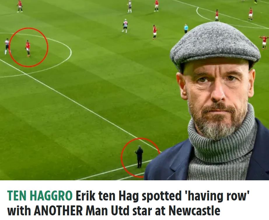 英国媒体太阳报报道，在曼联0-1输给纽卡斯尔的比赛中，滕哈格对马夏尔的一次回追不