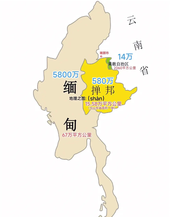 缅甸，一点都不小，其实是很大的！67万平方公里，相当于7个江苏省这么大！而且是热