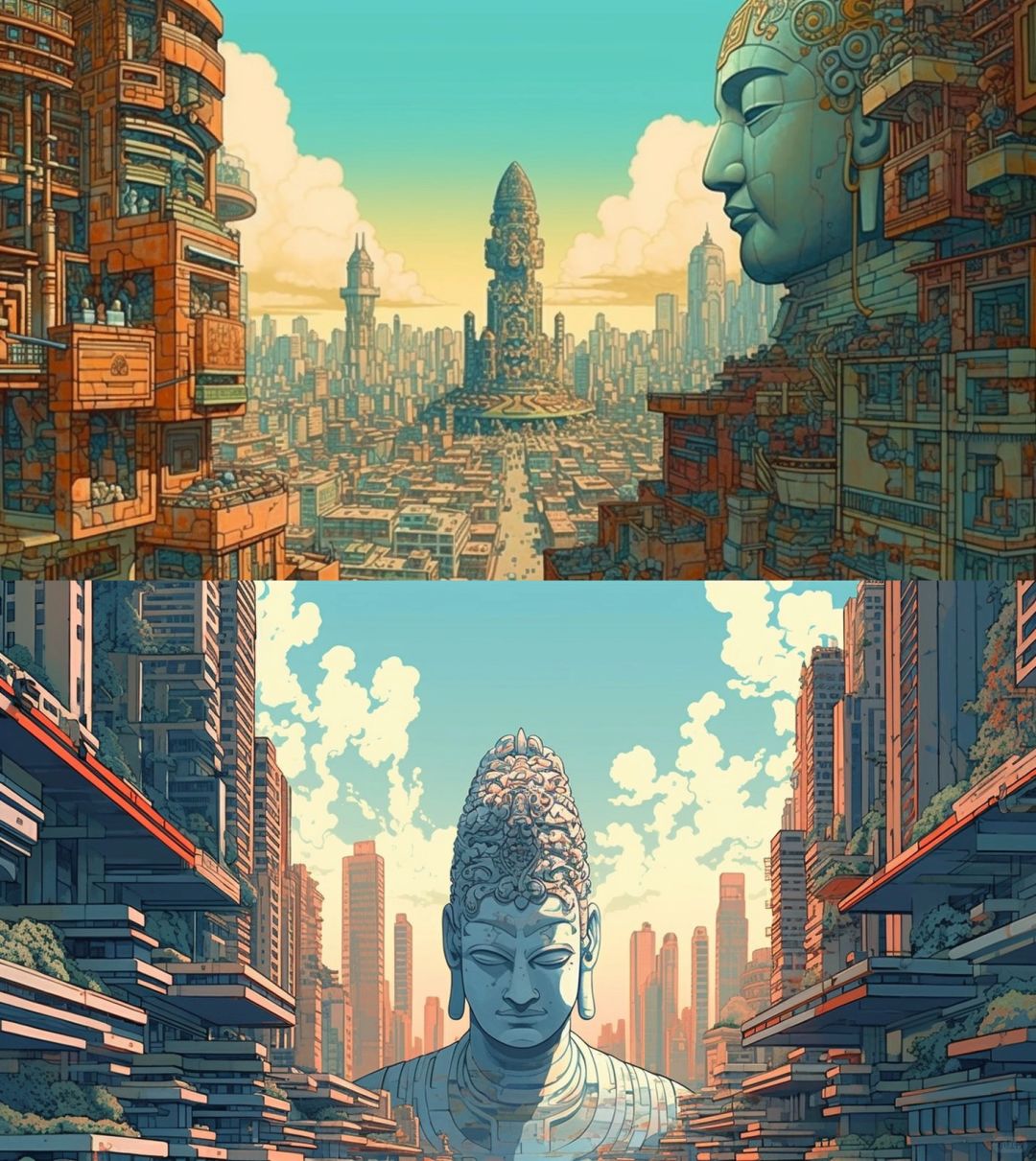 AI | midjourney赛博礼佛 功德+1+1
「见那人握一朵花, 那人穿