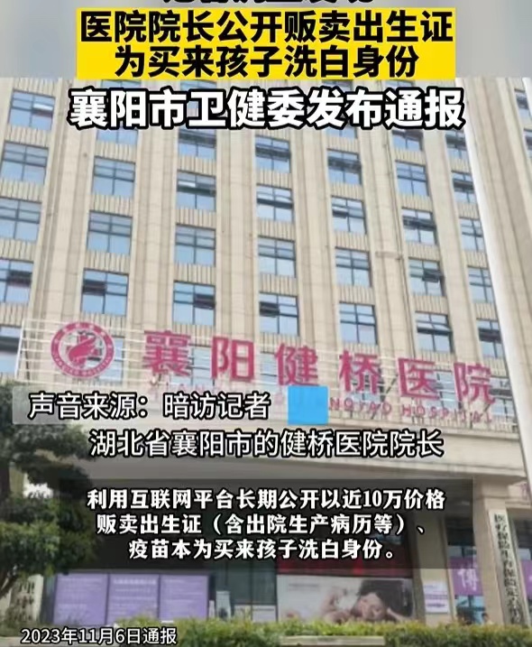 ，医院院长倒卖出生证明每张赚6万，卖出生证明的院长，罪大恶极，但我希望能不能对买