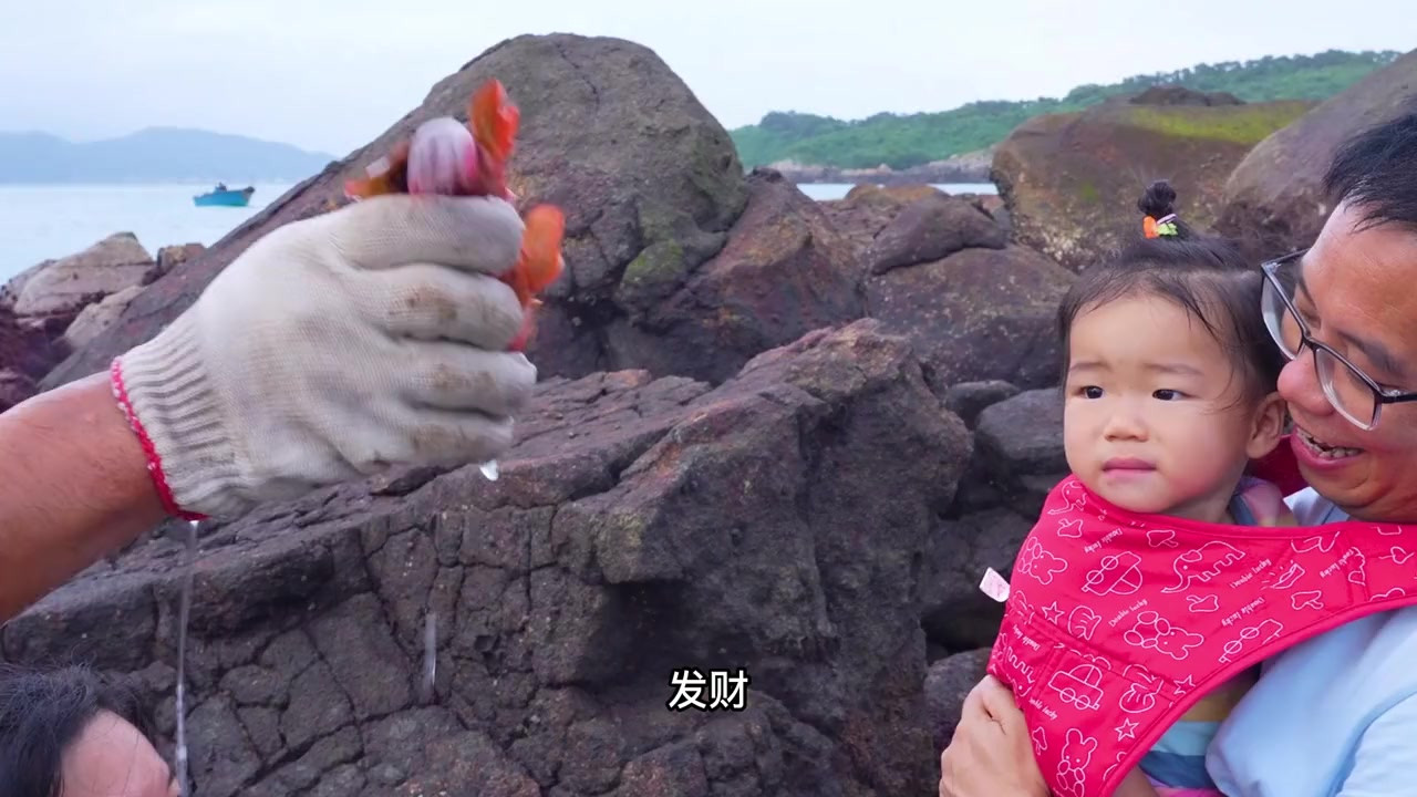 四哥不想在家带孩子吵着要赶海，只好带着书妍尽情的在岛上捡螺抓螃蟹，结尾感叹出来真好