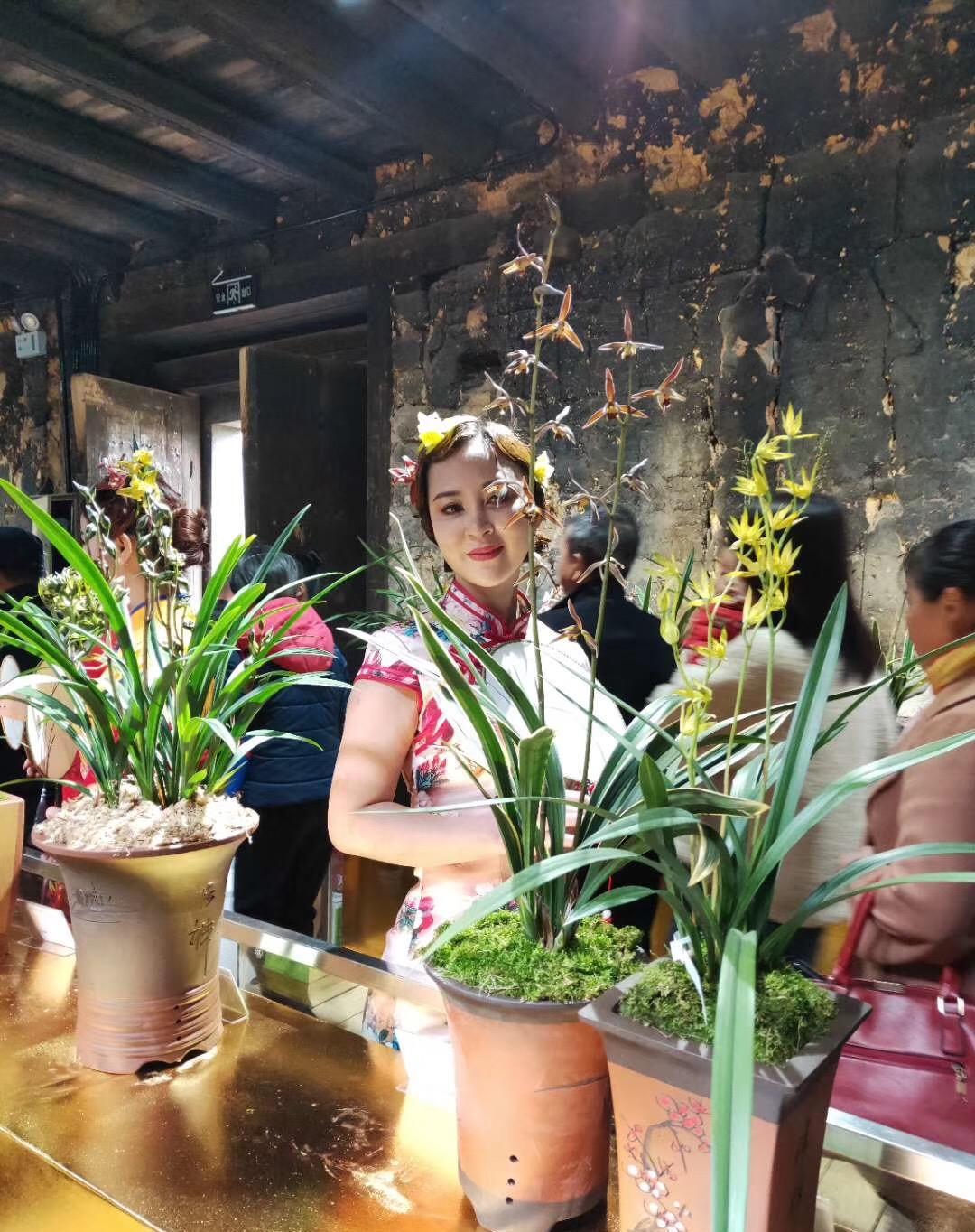 福建兰花展拍的兰花与美女，发出与大家共赏
19年去福建南靖参加土楼兰花展拍的图片