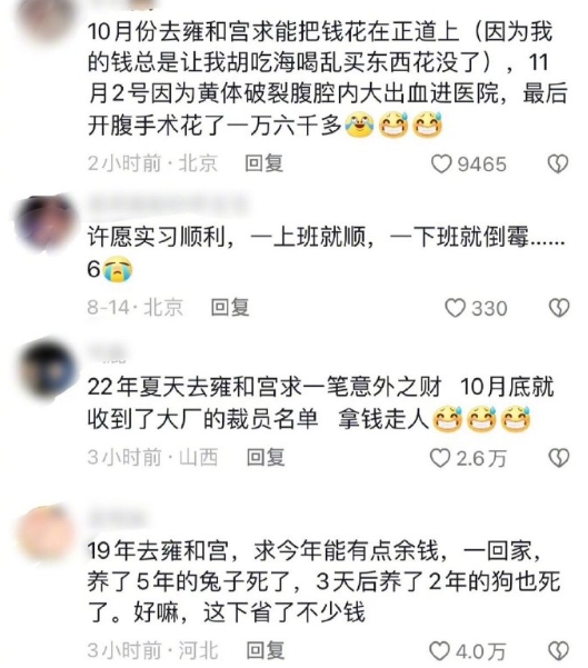 雍和宫有一种不顾人死活的灵。。。。只要结局是你求的，过程啥样根本不管。。。 ​​