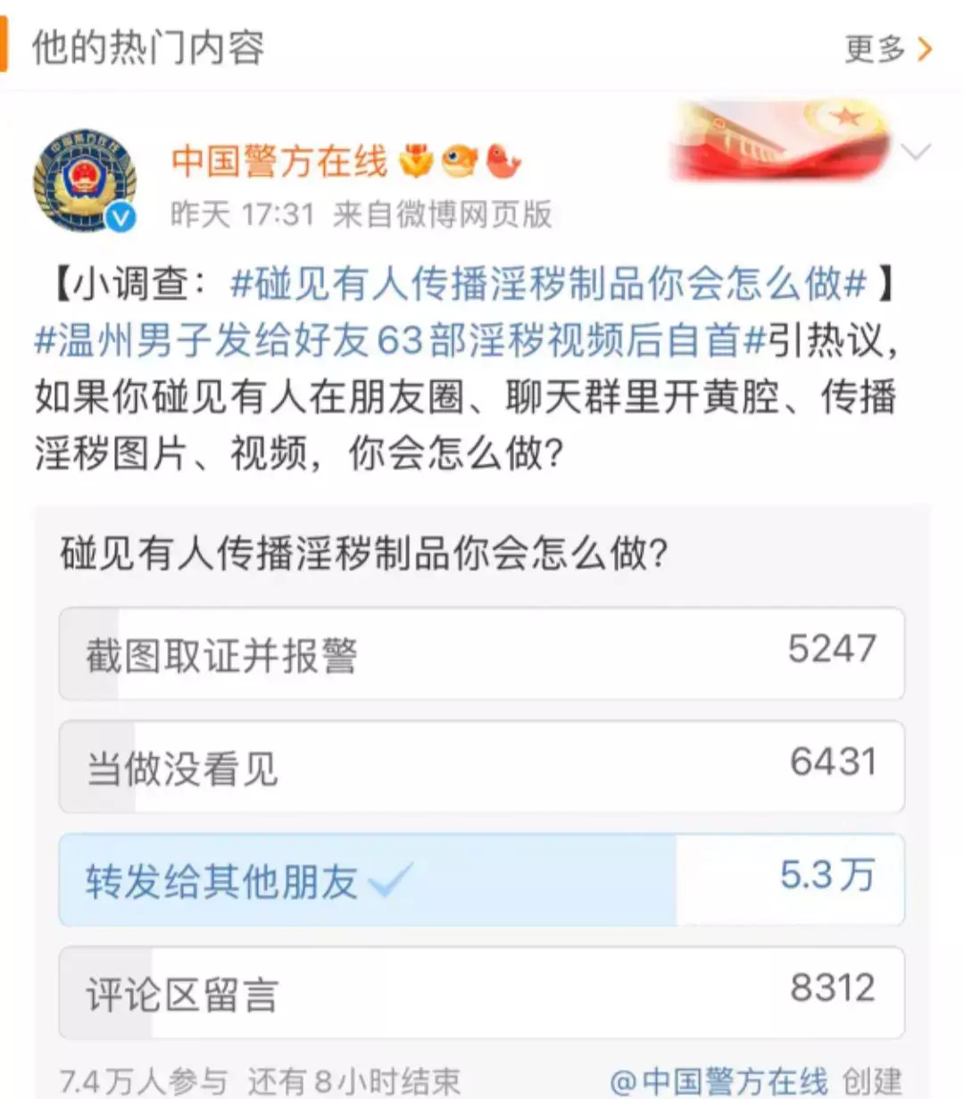 中国警方在线发了一个投票选择，没想到这届网友不好带啊！