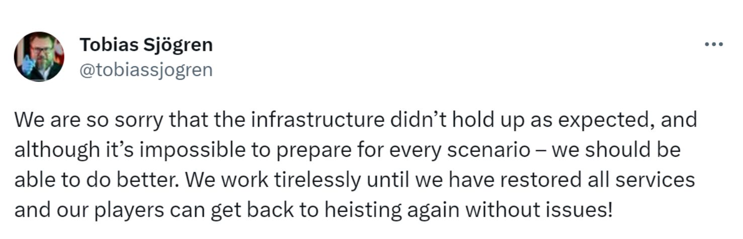 《收获日3》首发遇阻，官方致歉并承诺全力修复服务器问题