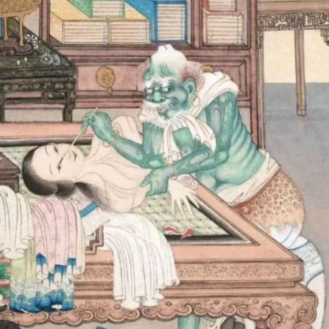 清朝有一幅女鬼图，放大10倍后看她在干嘛？细节栩栩如生。