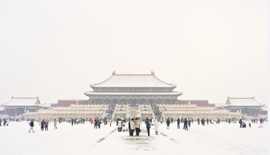 北京迎来大雪天气，不少游客前往故宫游玩赏雪。 ​