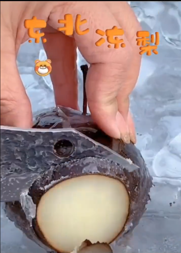 好想吃冻梨啊，冻梨不是直接吃你的牙干不过“硬石头”
step1:把冻梨放在水里缓