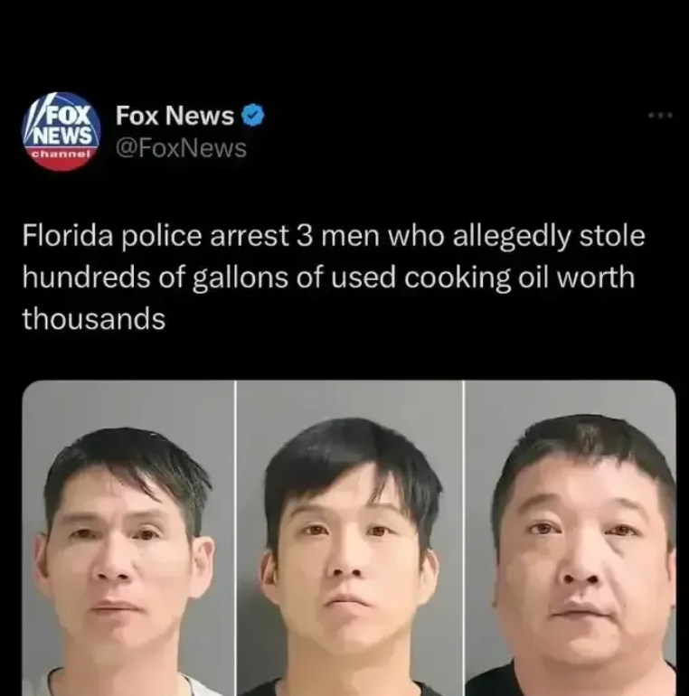 不知道该庆幸还是该谴责呢？
   据美国弗罗里达州警方通报，三名中国公民已被逮捕