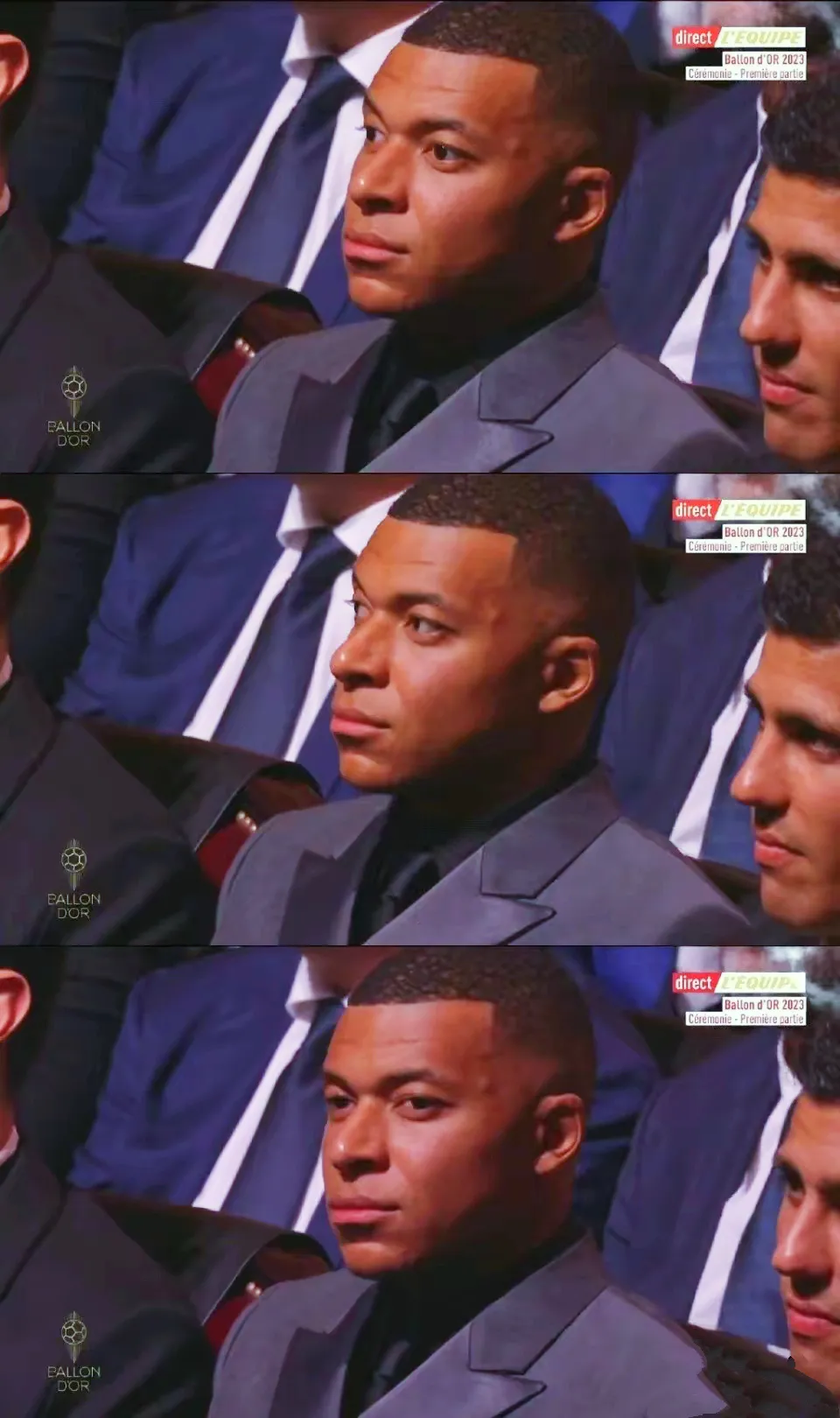 连续第六次陪跑的姆巴佩表情微妙……金球奖又颁给了阿根廷人梅西，梅老七成了梅八贤，