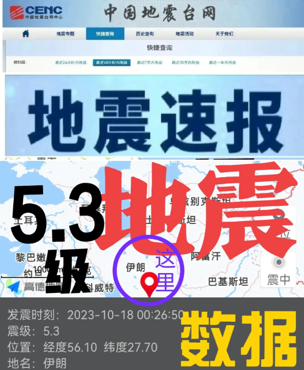 刚刚（0时26分），这里发生了一次5.3级地震，详情看下面官方速报数据:
信息来