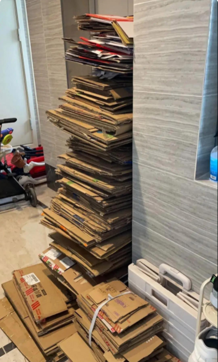 隔壁的老人有个存纸箱子的习惯！后来被儿子和儿媳唠叨，就把纸箱子往外面堆！

其实