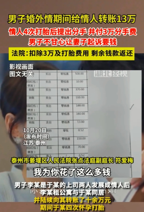 “渣男？”江苏泰州，一男子与女下属发展成为情人关系并同居后，女下属曾4次终止妊娠