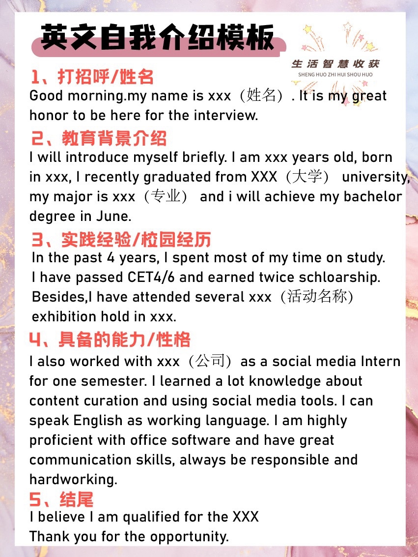 英文自我介绍#自我介绍面试#