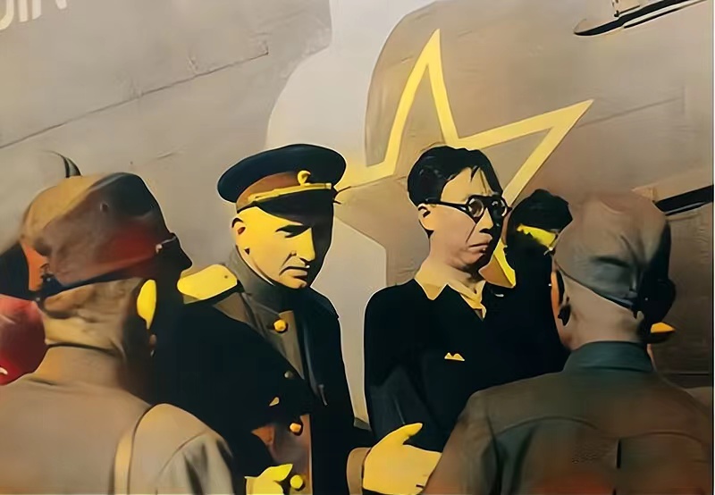 1945年8月，沈阳，溥仪被苏联红军扣押时的场景，当时日本已经宣布无条件投降，伪