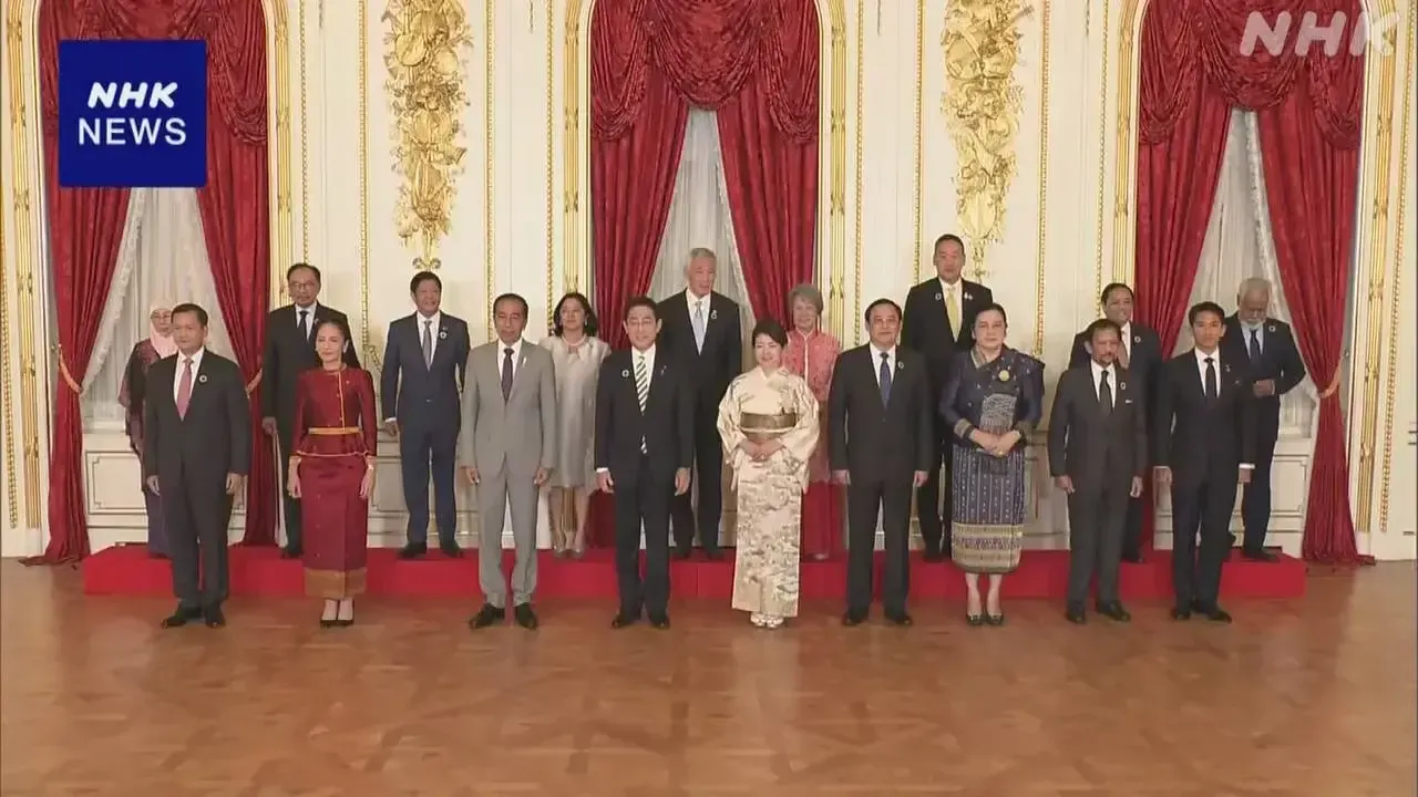 这是日本首相岸田文雄和东盟10国领导人在东京的合影，没想到在南海闹腾最厉害的菲律