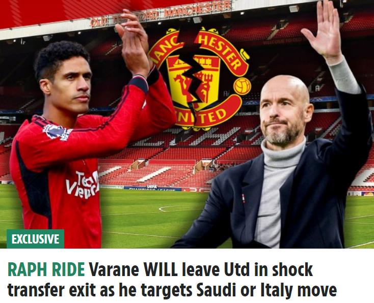 英国媒体太阳报记者Gary Stonehouse独家报道，瓦拉内渴望离开曼联，因