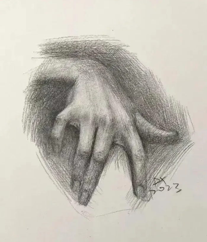 学生的素描作业《手》