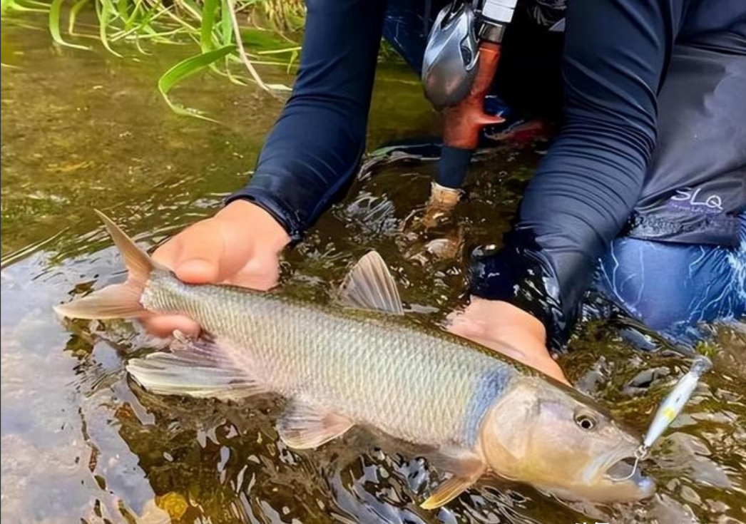 陕西安康，钓鱼人张先生在山体水库，钓到了一条非常大的马口鱼，经过估测，这条马口长