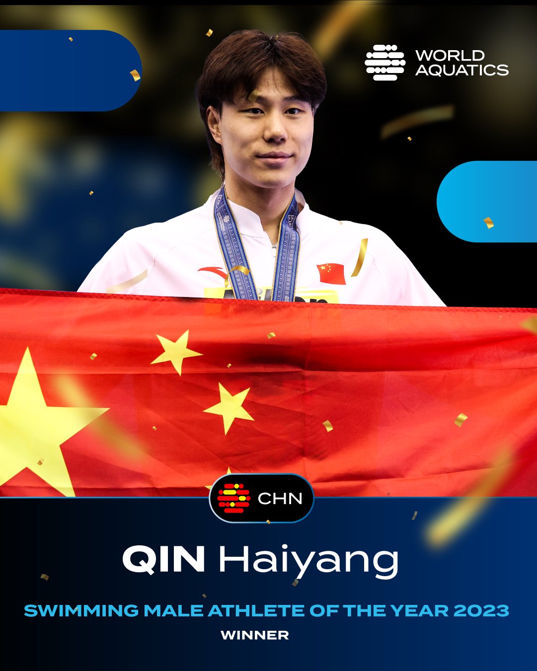 当选世界年度最佳男泳手！蛙王覃海洋
世界泳联官方宣布，覃海洋荣获2023年度最佳