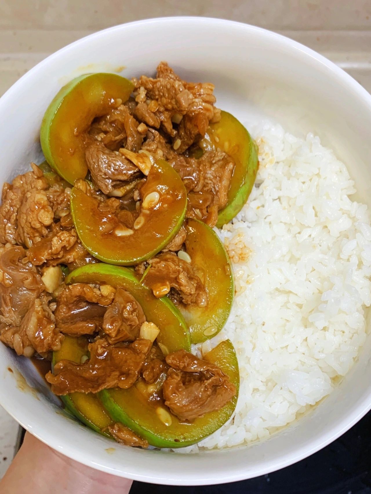蒲瓜牛肉拌饭#蒲菜的做法#