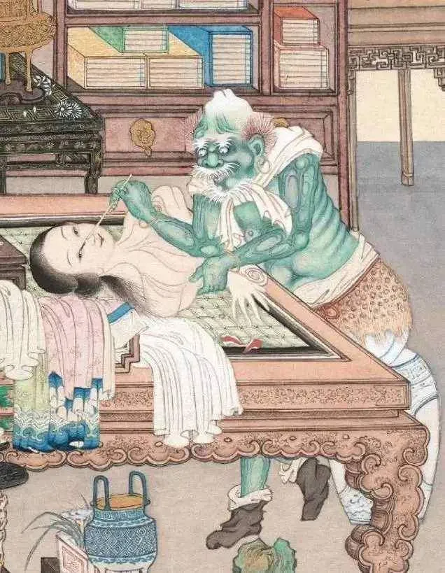 清朝的一幅女鬼图，放大10倍后看她在干嘛？细节满满，栩栩如生。
