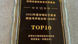 一村淞灵基金获深圳市引导基金2022年绩效综合榜TOP10