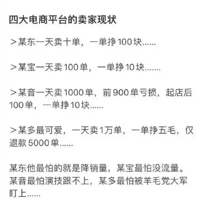 四大平台电商现状