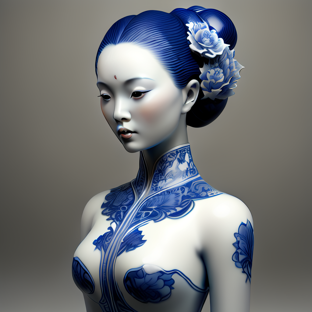 青花瓷,美女，人皮，只有到了AI时代，才能看到这些图！

